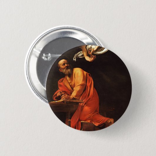 Sint-Matthew, Caravaggio Ronde Button 5,7 Cm (Voorkant /achterkant)