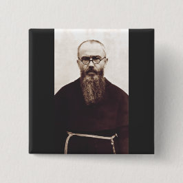 Sint Maximiliaan Kolbe Poolse katholieke priester Vierkante Button 5,1 Cm