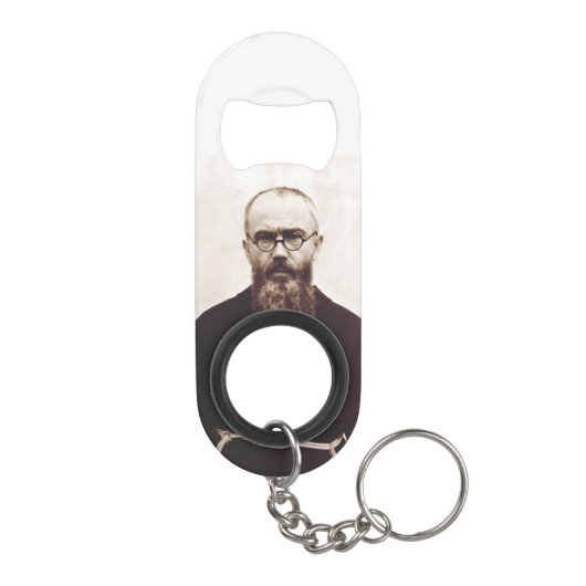 Sint Maximilian Kolbe Pools katholiek priester Mini Flessenopener (Achterkant)