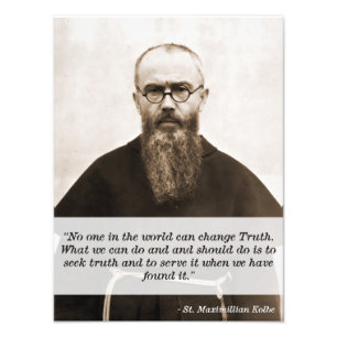 Sint Maximillian Kolbe citaat over waarheid Foto Afdruk