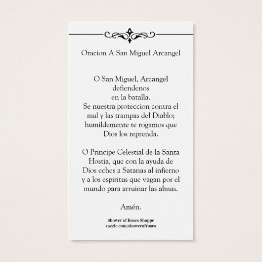 Sint-Michael Angels Prayer Heilige Kaart (Achterkant)