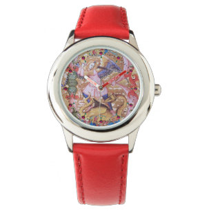 Sint-Michael Archangel en dragon Antiek Floral Horloge