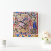 Sint-Michael Archangel en dragon Antiek Floral Vierkante Klok (Huis)