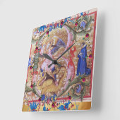 Sint-Michael Archangel en dragon Antiek Floral Vierkante Klok (Hoek)