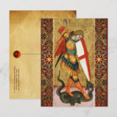 Sint Michael Archangel en Dragon Sienese Feestdagenkaart (Voorkant / Achterkant)