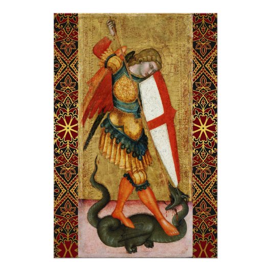 Sint Michael Archangel en Dragon Sienese Perfect Poster (Voorkant)