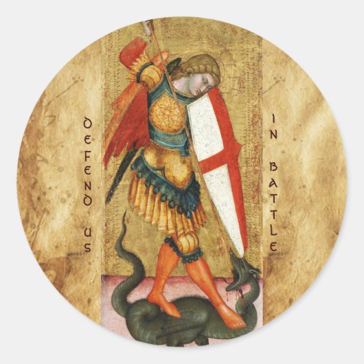 Sint Michael Archangel en Dragon Sienese Ronde Sticker (Voorkant)