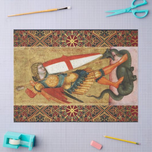 Sint Michael Archangel en Dragon Sienese Tissuepapier (Craft)