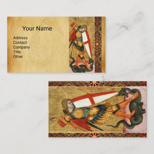Sint Michael Archangel en Dragon Sienese Visitekaartje (Voorkant / Achterkant)