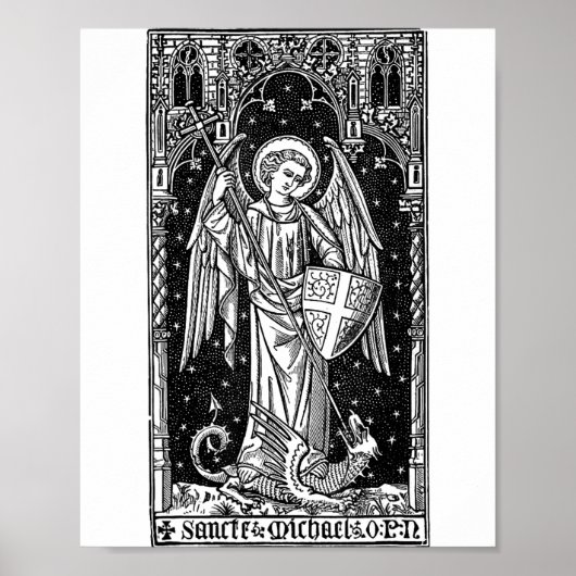 Sint-Michaël de Aartsengel die Satan Christus vers Poster (Voorkant)