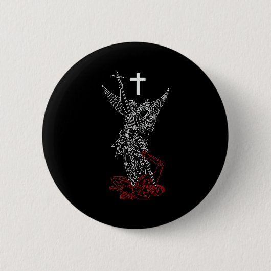 Sint-Michaël de aartsengel die satan verslaat Ronde Button 5,7 Cm (Voorkant)