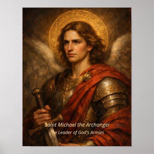 Sint-Michaël de Aartsengel met Harnas en Zwaard Poster (Voorkant)