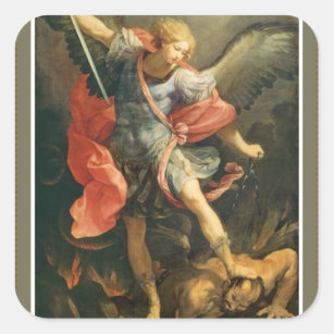 Sint Michael de Archangel die de duivel verslaat Vierkante Sticker