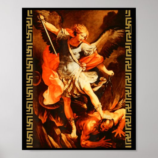 Sint-Michaël die Satan overwint Aartsengel Krijger Poster (Voorkant)