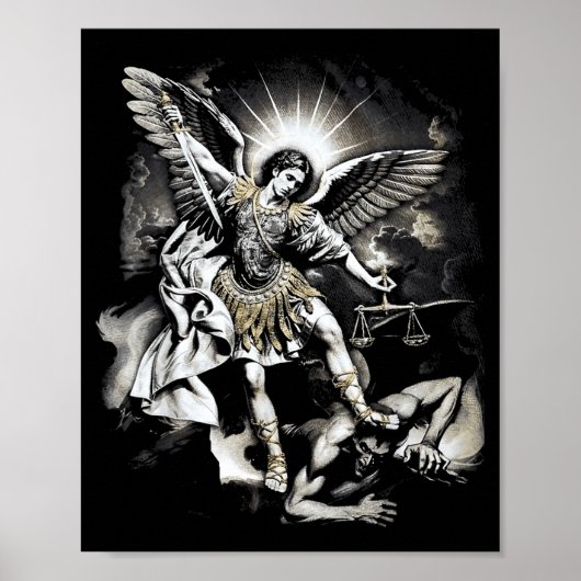 Sint-Michaël die Satan overwint Aartsengel Krijger Poster (Voorkant)