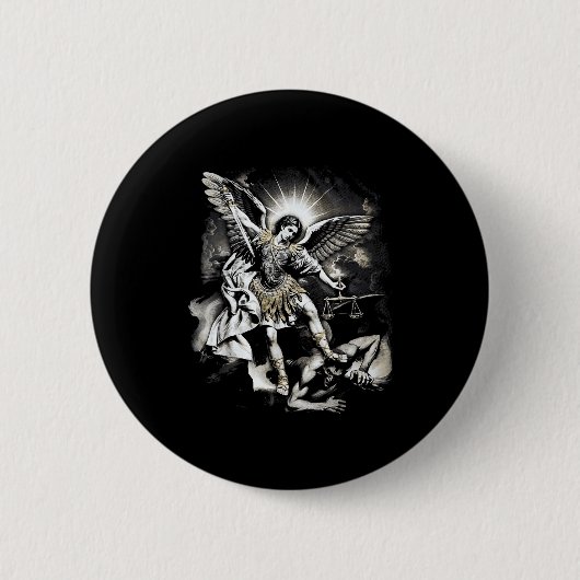Sint-Michaël die Satan overwint Aartsengel Krijger Ronde Button 5,7 Cm (Voorkant)