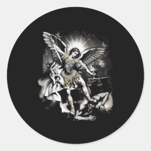 Sint-Michaël die Satan overwint Aartsengel Krijger Ronde Sticker