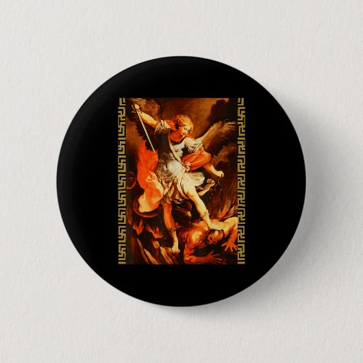 Sint-Michaël die Satan verslaat Aartsengel Krijger Ronde Button 5,7 Cm (Voorkant)