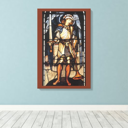 Sint-Michaël door Sir Edward Coley Burne-Jones Canvas Afdruk (Insitu (Houten vloer))