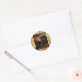 Sint-Michael en de Draak, bruin zwart Ronde Sticker (Envelop)