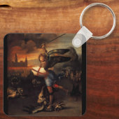 Sint-Michael en de Draak, bruin zwart Sleutelhanger (Achterkant)