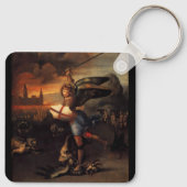 Sint-Michael en de Draak, bruin zwart Sleutelhanger (Achterkant)