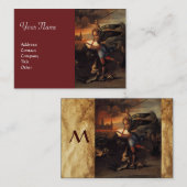 Sint-Michael en de draak, monogram rood Visitekaartje (Voorkant / Achterkant)