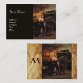 Sint-Michael en de draak, monogram zwart Visitekaartje (Voorkant / Achterkant)