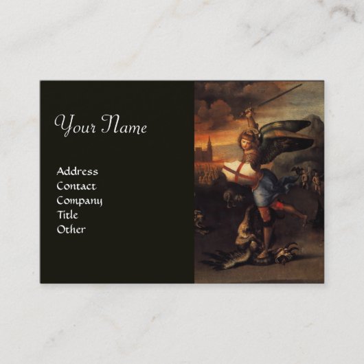 Sint-Michael en de draak, monogram zwart Visitekaartje (Voorkant)