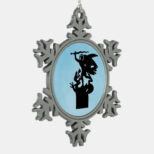 Sint-Michaël en de draak Tin Sneeuwvlok Ornament (Links)