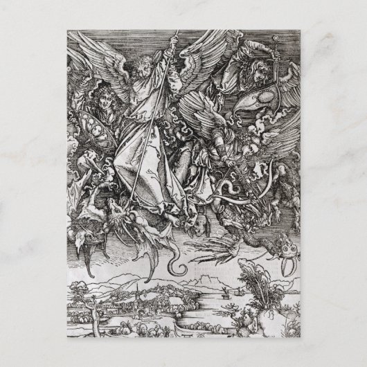 Sint-Michael en de Draak uit een Latijn Briefkaart (Voorkant)