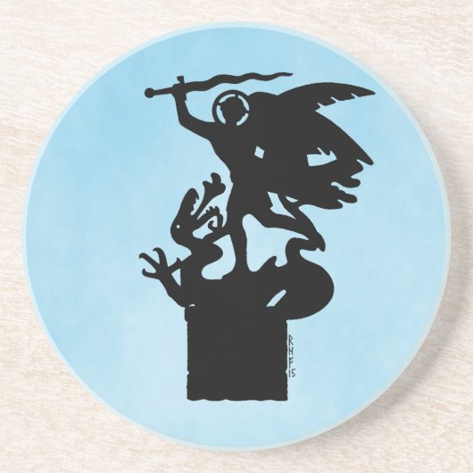 Sint-Michaël en de draak Zandsteen Onderzetter (Voorkant)