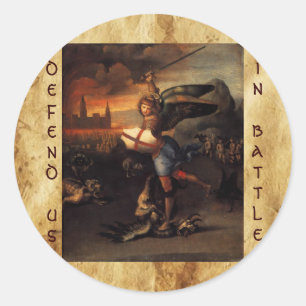Sint-Michael en de Draak, zwart Ronde Sticker