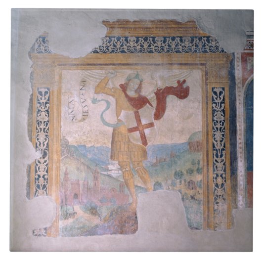 Sint-Michael (fresco) Tegeltje (Voorkant)