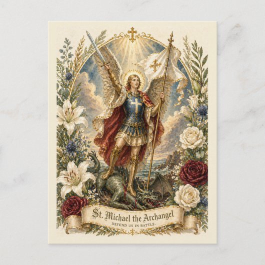 Sint-Michaël Gebed ter bescherming van de engel Mi Briefkaart (Voorkant)
