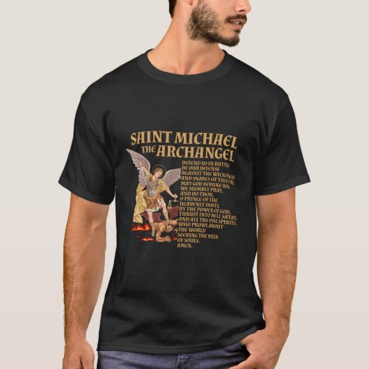 Sint Michael het aartsengel gebed T-shirt (Voorkant)