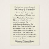 Sint-Michael-Katholieke begrafenis-herdenkingsheil Visitekaartje (Achterkant)