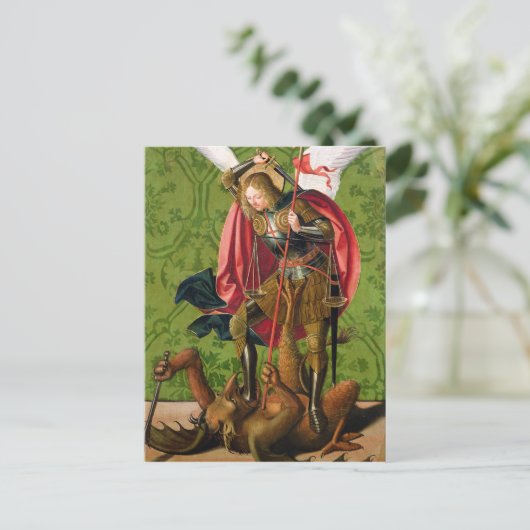 Sint Michael Killing the Dragon Briefkaart (Staand voorkant)