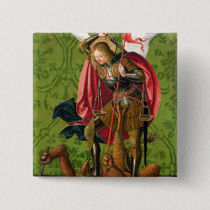 Sint Michael Killing the Dragon Vierkante Button 5,1 Cm