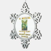 SINT MICHAËL PATROONHEILIGE VAN DE PARAMEDICI TIN SNEEUWVLOK ORNAMENT (Rechts)