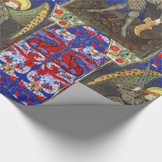 Sint Michael the Archangel met Devil, Rode Dragons Cadeaupapier (Hoek)