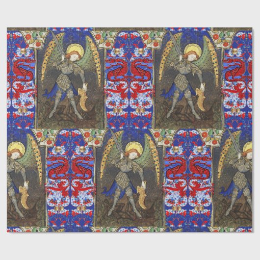 Sint Michael the Archangel met Devil, Rode Dragons Cadeaupapier (Vlak)