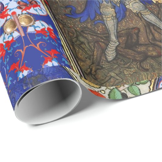 Sint Michael the Archangel met Devil, Rode Dragons Cadeaupapier (Rol Hoek)