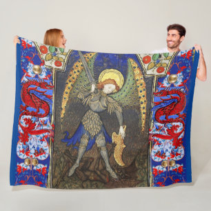 Sint Michael the Archangel met Devil, Rode Dragons Fleece Deken