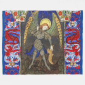 Sint Michael the Archangel met Devil, Rode Dragons Fleece Deken (Voorkant (Horizontaal))