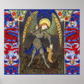 Sint Michael the Archangel met Devil, Rode Dragons Poster (Voorkant)