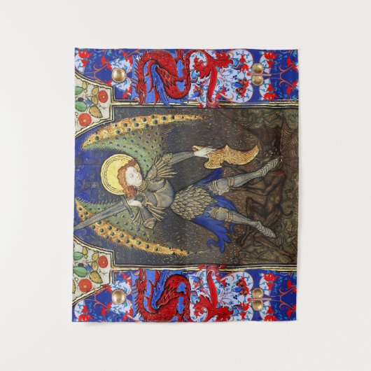 Sint Michael the Archangel met Devil, Rode Dragons Wandkleed (Voorkant)