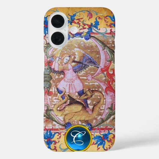 Sint Michael the Archangel Monogram Antiek Floral Case-Mate iPhone Case (Achterkant)