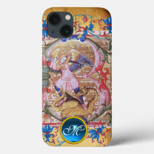 Sint Michael the Archangel Monogram Antiek Floral iPhone 13 Hoesje