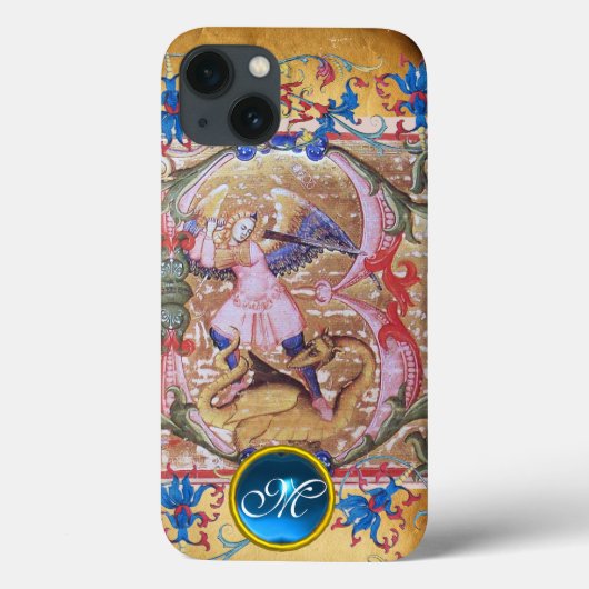 Sint Michael the Archangel Monogram Antiek Floral Case-Mate iPhone Case (Achterkant)